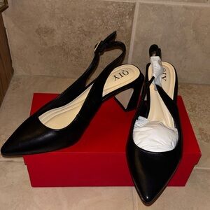 Qi Black Slingback Heels